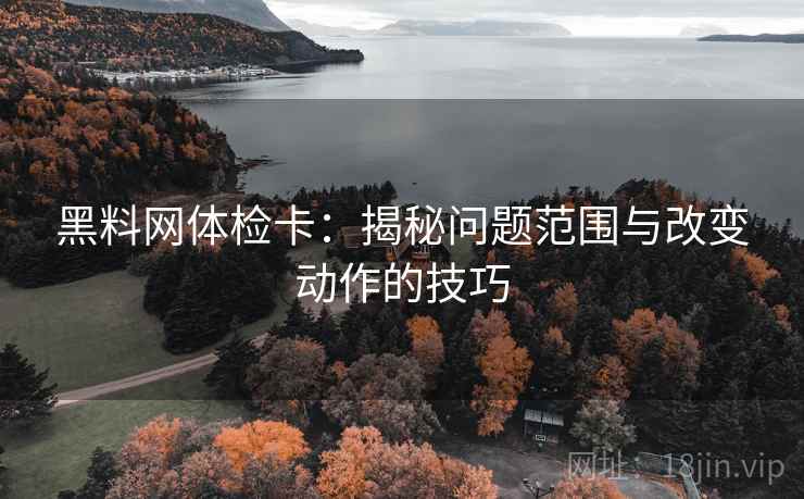 黑料网体检卡:揭秘问题范围与改变动作的技巧